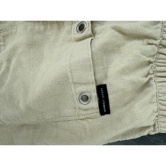 Anthropologie Social Standard Linen Blend Drawstring Pants EUC S Flax Color - Picture 6 of 9